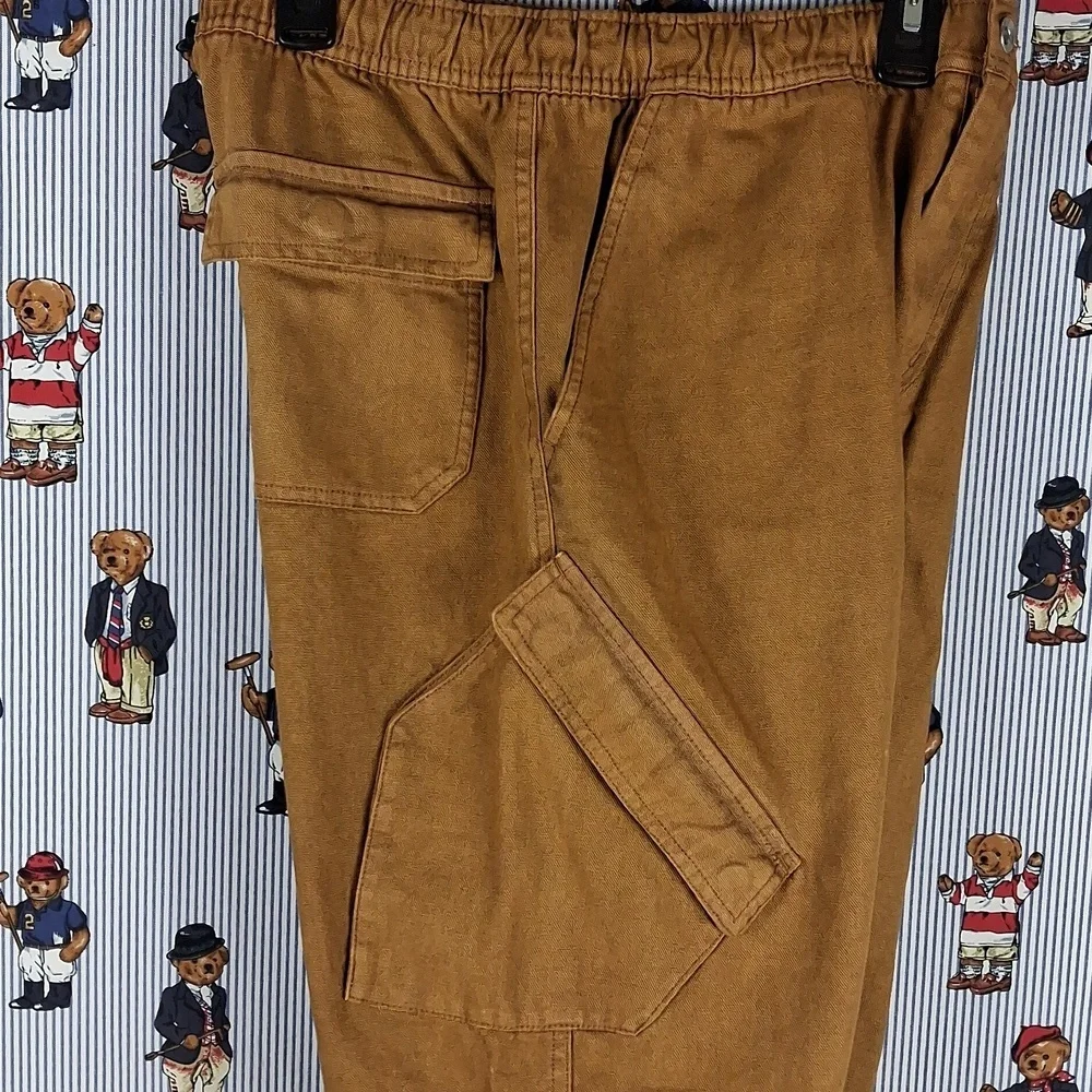 Jordan Brand Chicago Cargo Brown Drawstring Button Flat Front SZ SM Casual Pants